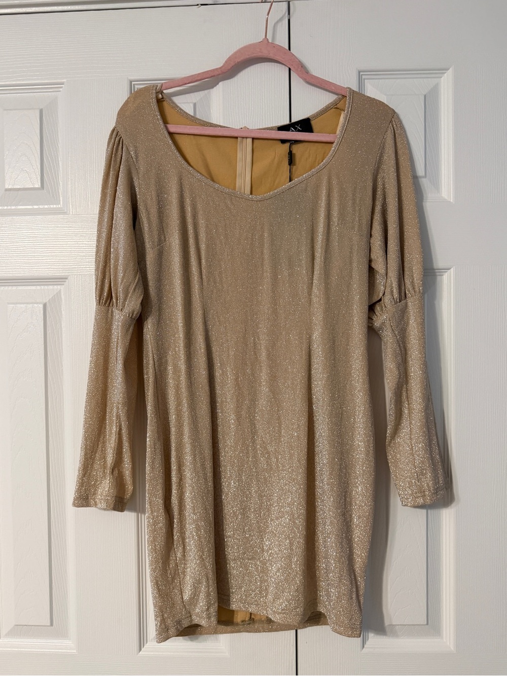 AX Paris Gold Metallic Long Sleeve Tunic Dress